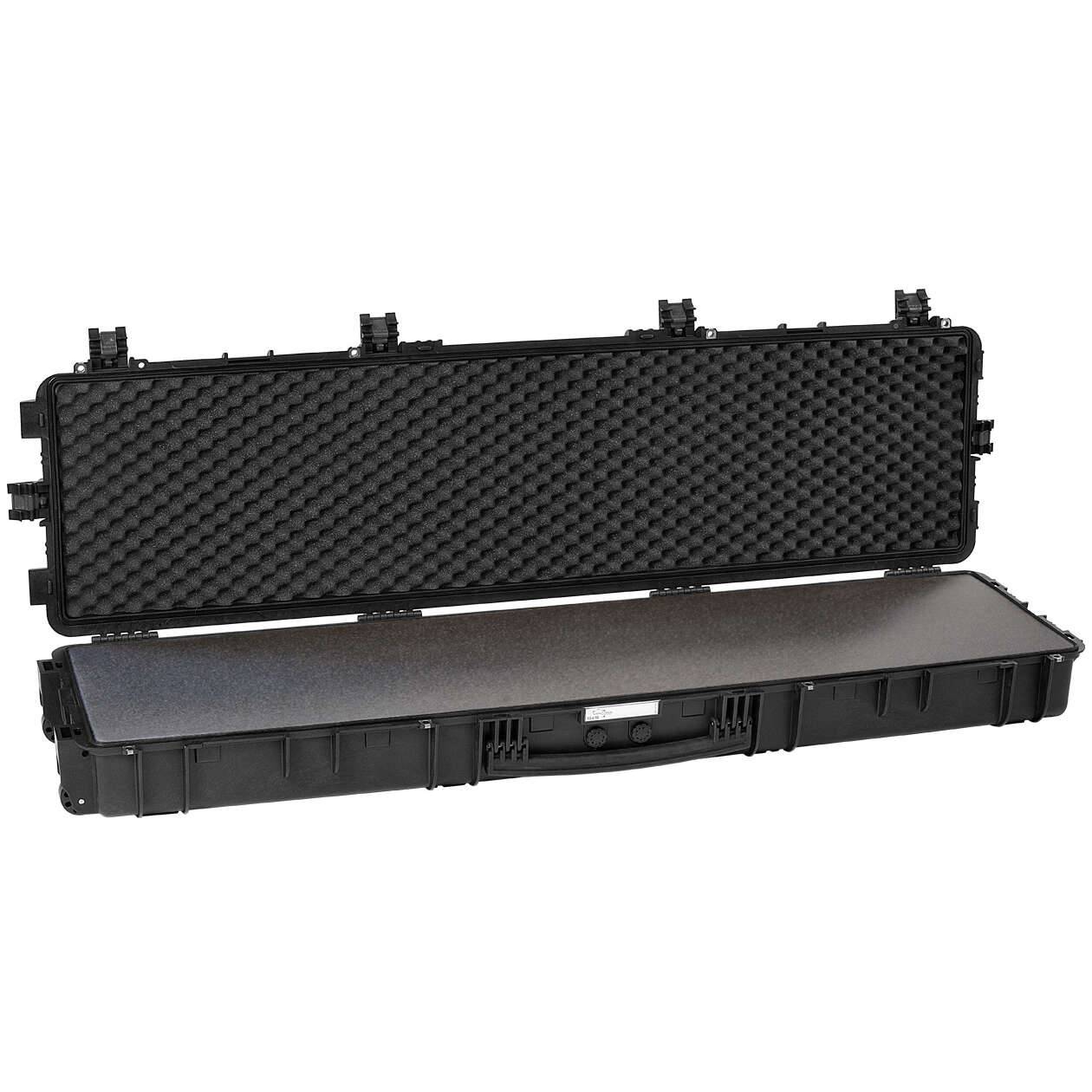 15416.BFF Black Explorer 15416 long gun case, opened to reveal a fitted foam insert for secure storage.