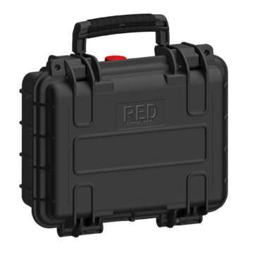 Explorer 2712 gun case in red, equipped with a red button and a red light for visibility.