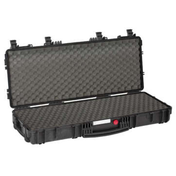 Opened Red by Explorer 9413 HL long gun case with foam padding and a black handle, displayed from the front angle.