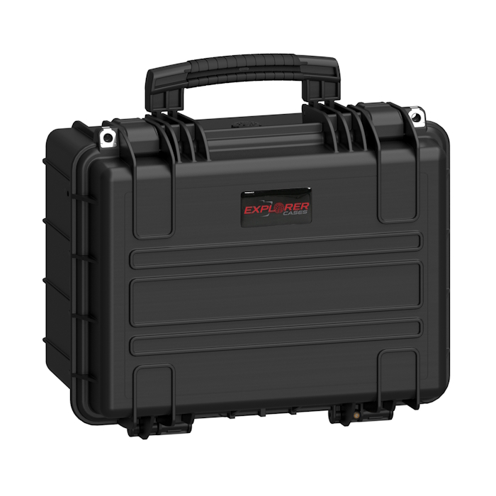 3823HL.B-closed Explorer 3823 HL hard case, closed and viewed from the front, equipped with a handle and strap
