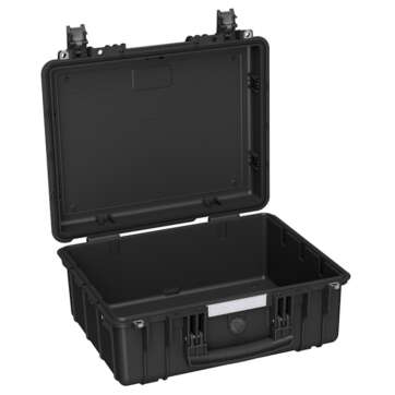 Open black Explorer HL 4419 pelican case with a handle, showing an empty interior.