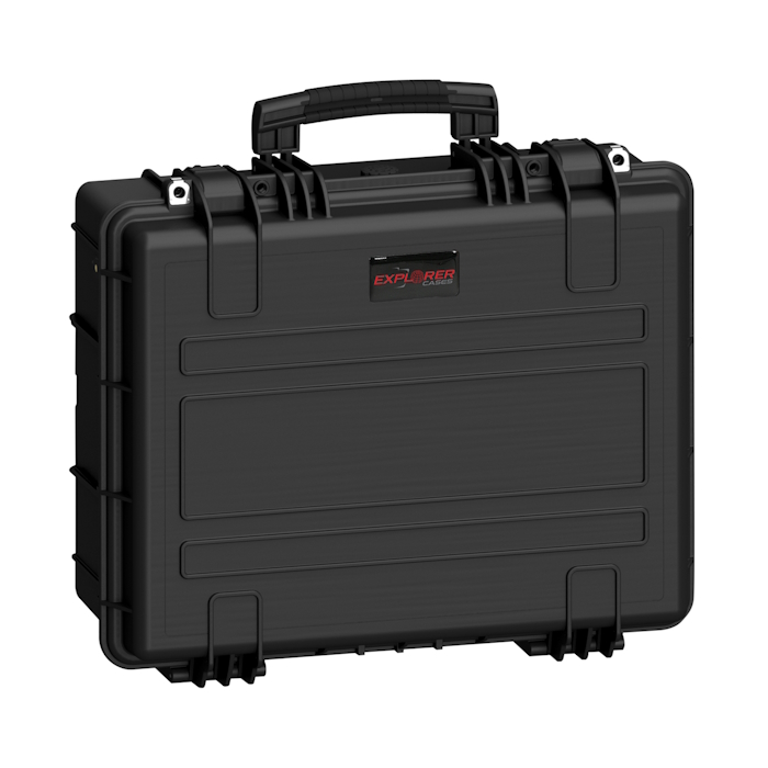 4820HL.B-closed Front view of a closed black Explorer HL 4826 case with a handle.