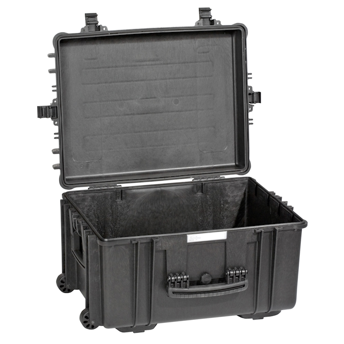 5833.B E Open Explorer Case 5833, a wheeled pelican case with a handle, shown empty and ready for storage or transport.