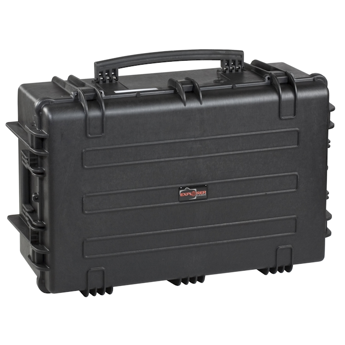 7630.B CLOSED Black case featuring two spacious compartments, identified as "Explore Case 7630." closed version