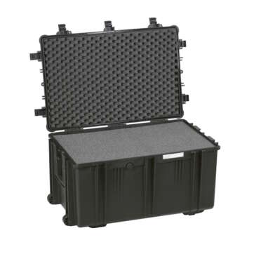 Black Explorer HL 4419 pistol case, open with pick and pluck foam padding and insert, designed for safe equipment storage.