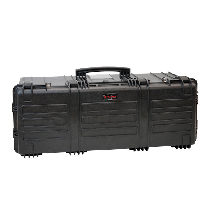 9433.B closed2 Closed Black wheeled Explorer 97433 gun case with foam lining, designed for secure firearm transport.